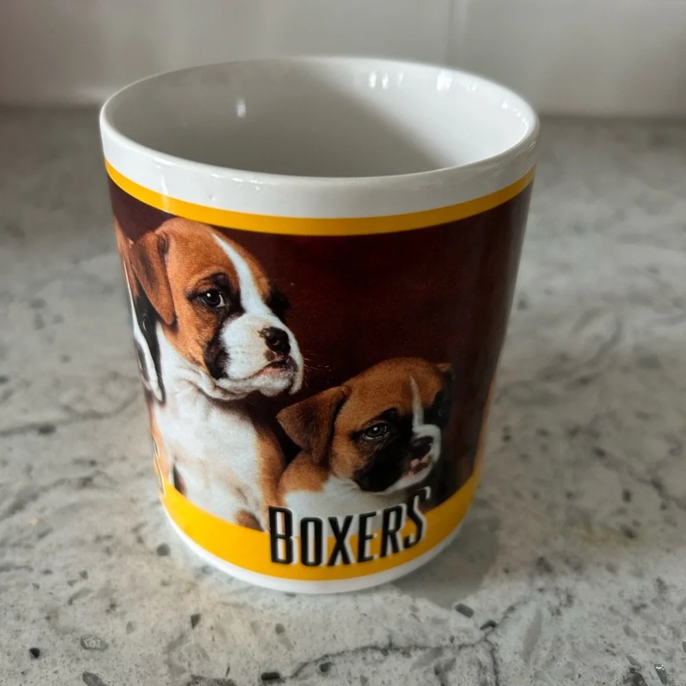 Vintage Boxer Dog Mug Brown Yellow